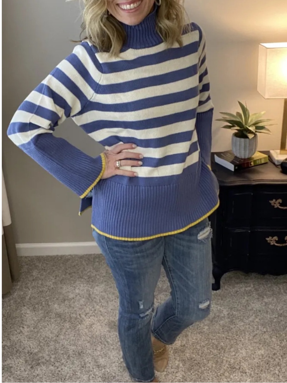 Free Assembly blue white stripe sweater Size S
